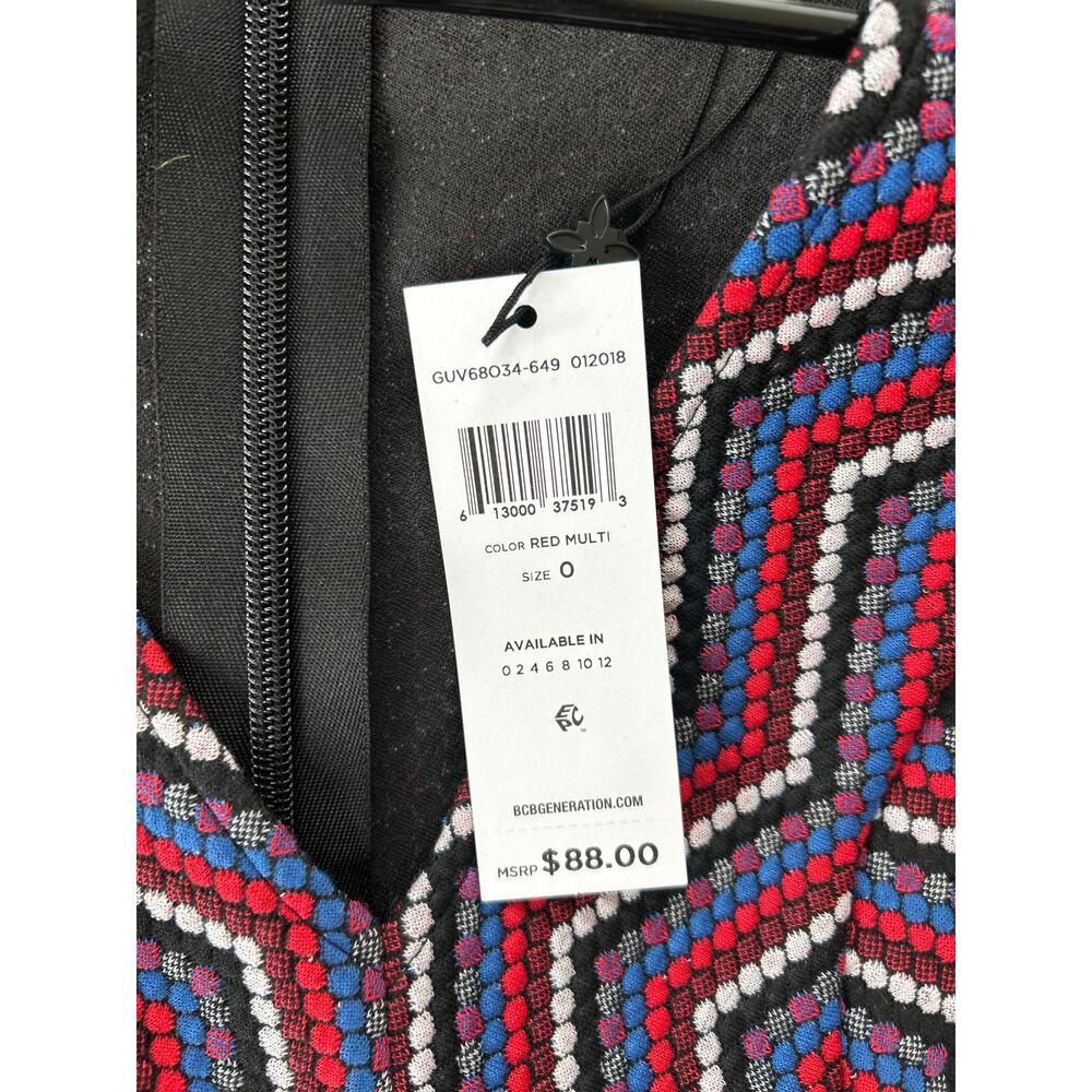 BCBG | BCBGeneration | Red Multicolor Fit and Flare Dress | Size 0 - Picture 6 of 7